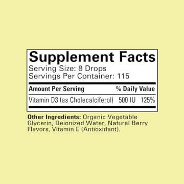 CHILDLIFE Essentials Vitamin D3 Drops - Vitamin D Drops for Infants, Baby Vitamin D Drops, Liquid Vitamin D for Kids, Toddlers 1-3, Children, 500 IU Per Serving - Natural Berry, 1 Fl Oz (Pack of 2)