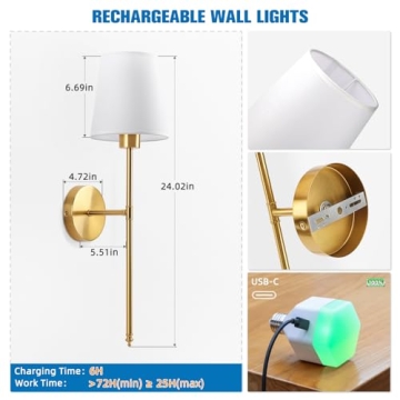 Buy NIORSUN Gold Battery Operated Wall Sconces