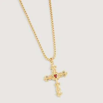 LADYGD Cross Necklace for Women Trendy 14K Gold Plated Cubic Zirconia Cross Pendant Necklaces Handmade Christian Everyday Jewelry Gifts for Women