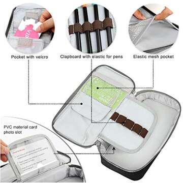 Homecube Capacious Pencil Case Marker Holder Pouch Desk Organizer Big Pencil Bag with Zipper Large Storage Box for College Middle School Office Supplies Stationery - Black