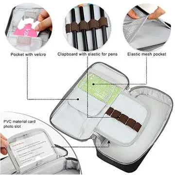 Homecube Capacious Pencil Case Marker Holder Pouch Desk Organizer Big Pencil Bag with Zipper Large Storage Box for College Middle School Office Supplies Stationery - Black