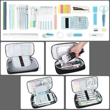 Homecube Capacious Pencil Case Marker Holder Pouch Desk Organizer Big Pencil Bag with Zipper Large Storage Box for College Middle School Office Supplies Stationery - Black