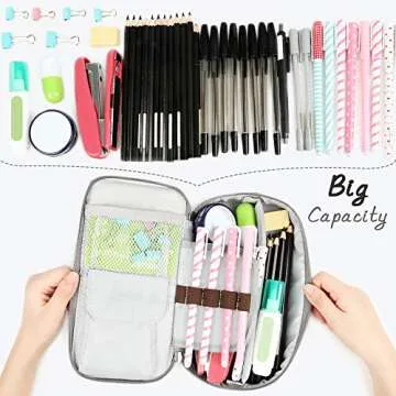 Homecube Capacious Pencil Case Marker Holder Pouch Desk Organizer Big Pencil Bag with Zipper Large Storage Box for College Middle School Office Supplies Stationery - Black