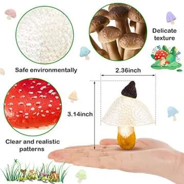 Deekin 12 Pcs Toys Mini Around World City Miniatures Buildings Mushroom Figurines Toys Polar Animal Wolf Realistic Themed Party Gifts (Mushroom)