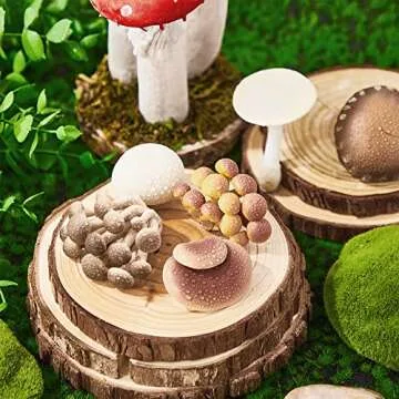 Deekin 12 Pcs Toys Mini Around World City Miniatures Buildings Mushroom Figurines Toys Polar Animal Wolf Realistic Themed Party Gifts (Mushroom)