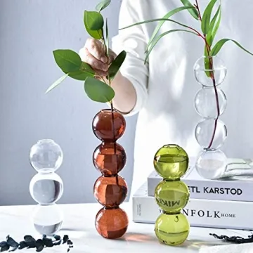 Pearlead Clear Glass Bubble Vase for Elegant Home Decor