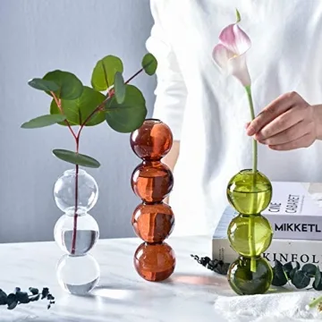 Pearlead Clear Glass Bubble Vase for Elegant Home Decor
