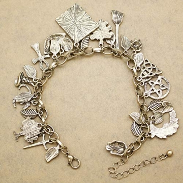 RechicGu Vintage Gold Fairy Tale Charms Cuff Bracelet Set