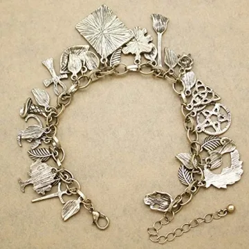 RechicGu Vintage Gold Fairy Tale Charms Cuff Bracelet Set