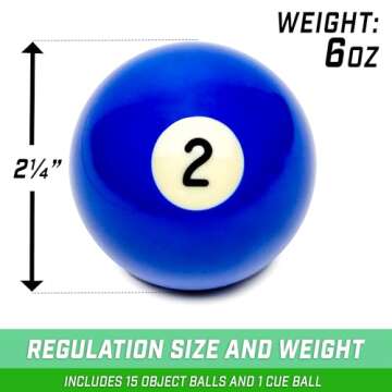 GoSports Regulation Billiards Balls Complete Set of 16 Professional Balls