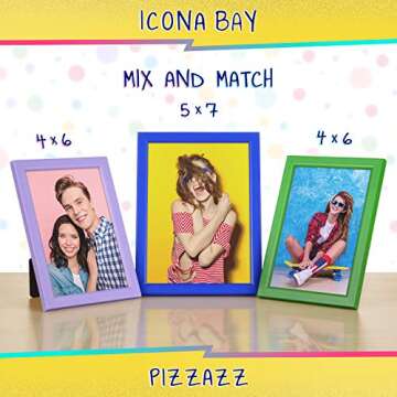 Icona Bay 4x6 Picture Frame, Purple Colored Solid Wood Scandinavian Style Frame for Photo, Pizzazz C...