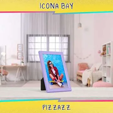 Icona Bay 4x6 Picture Frame, Purple Colored Solid Wood Scandinavian Style Frame for Photo, Pizzazz Collection