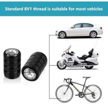 Durable Metal Tire Valve Stem Caps for Mercedes Benz