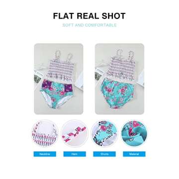 Aleumdr Womens Cute Floral Leaf Print Strapless Straps Push Up Padded Vocation Fashion Bikini Set Two Pieces Bathing Suit Swimsuit Swimwear with Swim Bottom Rosy Large 12 14