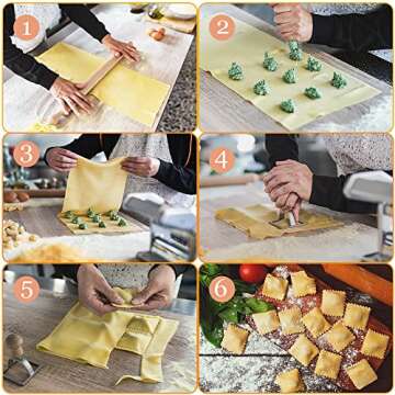 Ravioli Pasta Cutter Wheel Set with Wooden Handle 5-Piece