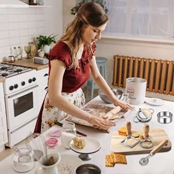 Ravioli Pasta Cutter Wheel Set with Wooden Handle 5-Piece