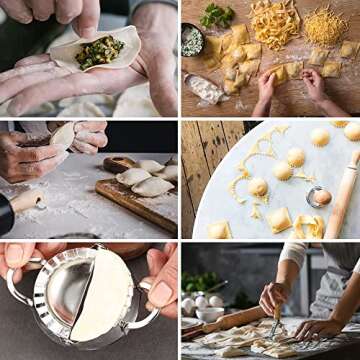 Ravioli Pasta Cutter Wheel Set with Wooden Handle 5-Piece