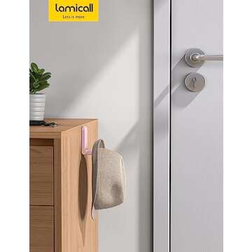 Lamicall Headphone Stand, Sticky Headset Hanger - Adhesive Headphone Holder Hook Mount, Headset Stand Holder Clip Under Desk, Earphone Clamp for Airpods Max, HyperX, Sennheiser, Pink