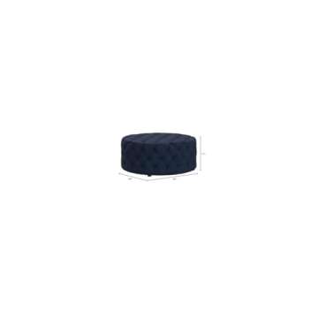Best Master Furniture Sherlyn Tufted Velvet Round Ottoman/Footstool, Navy Blue