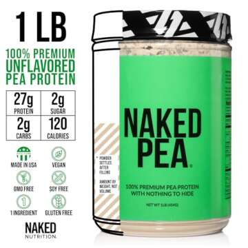 Naked Pea - Pea Protein Isolate - Plant Based, Vegetarian & Vegan Protein. Easy to Digest, Non-GMO, No Lactose, No Soy and Gluten Free - 15 Servings