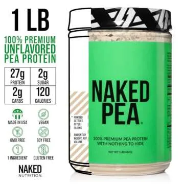 Naked Pea - Pea Protein Isolate - Plant Based, Vegetarian & Vegan Protein. Easy to Digest, Non-GMO, No Lactose, No Soy and Gluten Free - 15 Servings