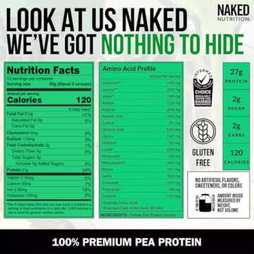 Naked Pea - Pea Protein Isolate - Plant Based, Vegetarian & Vegan Protein. Easy to Digest, Non-GMO, No Lactose, No Soy and Gluten Free - 15 Servings