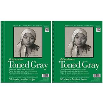 2-Pack - Strathmore 412-109 400 Series Toned Gray Sketch Pad, 9"x12" Wire Bound, 50 Sheets Each