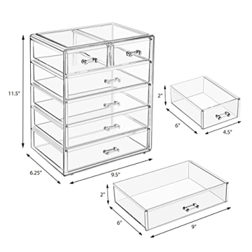 Sorbus Acrylic Makeup Organizer with 4 Large & 2 Small Drawers