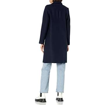 Amazon Essentials Women's Oversized Plush Button-Front Coat, Navy, Large
