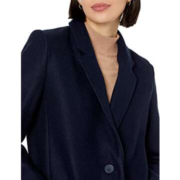 Amazon Essentials Women's Oversized Plush Button-Front Coat, Navy, Large