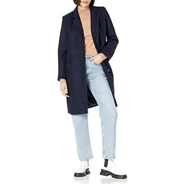 Amazon Essentials Women's Oversized Plush Button-Front Coat, Navy, Large