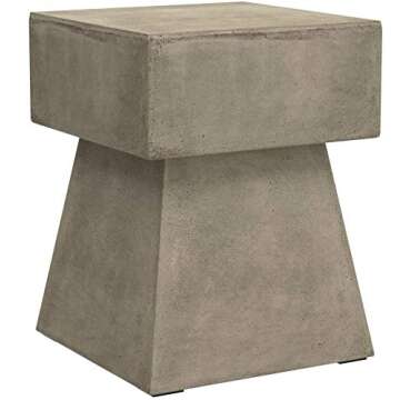 SAFAVIEH Outdoor Collection Zen Mushroom Modern Dark Grey Concrete Accent Table (Fully Assembled)