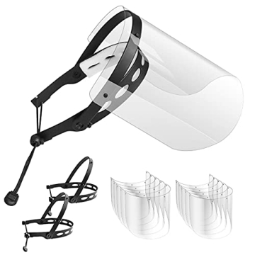 EWA Adjustable Face Shield 2-Pack with 10 Anti-Fog Visors for Ultimate Protection