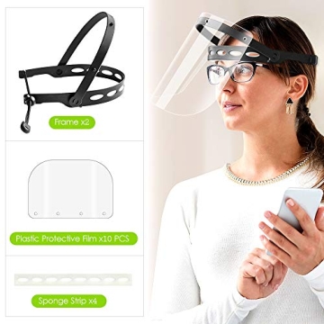 EWA 2-Pack Adjustable Face Shields with Extra Visors