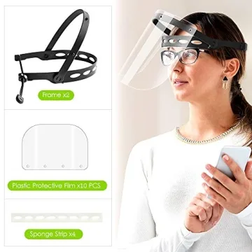 EWA 2-Pack Adjustable Face Shields with Extra Visors