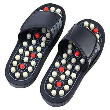 Reflexology Sandals, Aolvo Accupressure Slippers Foot Therapy Massage Slippers with 82 Removable Rotating Acupuncture Points for Plantar Fasciitis Non-Slip Healthy Shoes for Women Men,1 Pair (42-43)