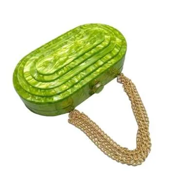 GSYPS Acrylic Clutch Purse Marbled Evening Handags Elegant Shoulder Bag for Wedding Cocktail Party Prom C-Green