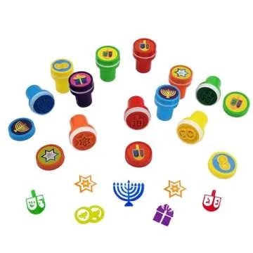 Colorful 12-Pack Hanukkah Stampers for Crafts and Gifts