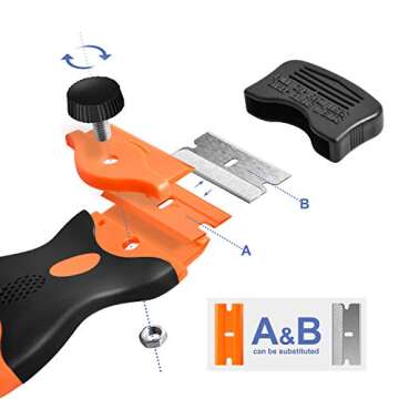 Razor Blade Scraper, Double Edge Razor Scraper Remover Tool with 30 Pcs Razor Blades for Labels Stic...