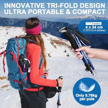 Covacure Trekking Poles Collapsible Hiking Poles - Aluminum Alloy 7075 Trekking Sticks with Quick Lo...