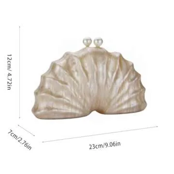 GBWYI Women Acrylic Shell Shaped Clutch Luxury Marble Acrylic Evening Handbag Unique Chain Shoulder ...