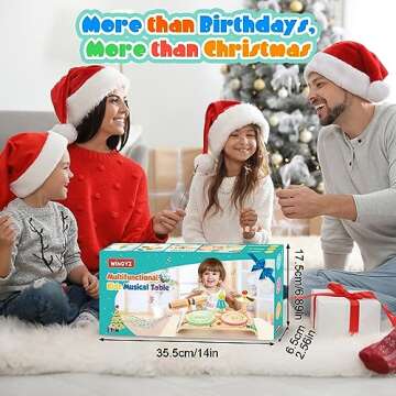 Wingyz Kids Drum Set, Baby Musical Instruments Toys for Toddlers , 6 in 1 Wooden Musical Table Top Drum Kit Play Set, Educational Percussion Drum Sensory Toys Montessori Toys for Kids