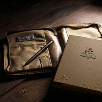 Rite in the Rain Weatherproof Binder Kit: Tan Cordura Cover, Tan Binder, 50 Sheets Tan Universal Loose Leaf, Weatherproof Pen (No. 9200T-KIT), 8.875 x 6.75 x 0.625