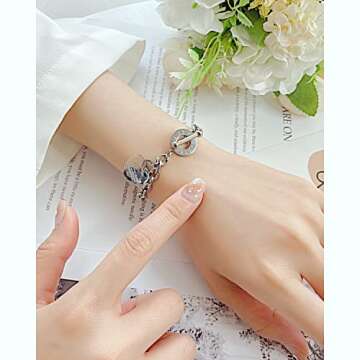 JUPPE Silver Titanium Steel Engraved Bracelet Personalized Proverbs 4:23 Bangle Gift for Women Girls (Silver-1)