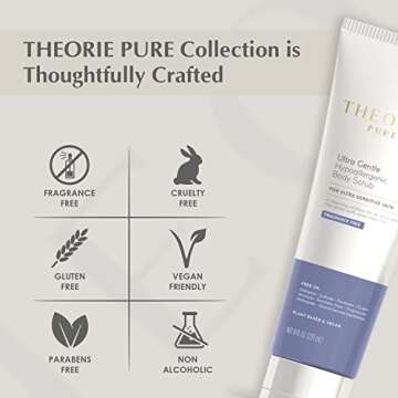 THEORIE PURE Travel Size Toiletries Set - Hypoallergenic Shampoo, Conditioner, Body Wash & Face Scrub - Fragrance-Free, No Sulfates or Parabens - Clean Beauty Essentials for Hair & Skin