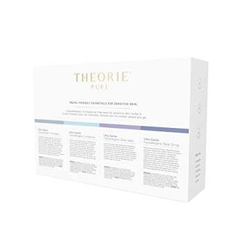THEORIE PURE Travel Size Toiletries Set - Hypoallergenic Shampoo, Conditioner, Body Wash & Face Scrub - Fragrance-Free, No Sulfates or Parabens - Clean Beauty Essentials for Hair & Skin