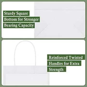 SHOPDAY 45Pcs White Paper Bags with Handles, Assorted Sizes Gift Bags Bulk Kraft Paper Bags 5x3x8 & 8x4x10.5 & 10x5x13 15Pcs Each Recyclable Bags for Handwork, Shopping Bags for Small Business, Goody