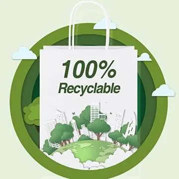 SHOPDAY 45Pcs White Paper Bags with Handles, Assorted Sizes Gift Bags Bulk Kraft Paper Bags 5x3x8 & 8x4x10.5 & 10x5x13 15Pcs Each Recyclable Bags for Handwork, Shopping Bags for Small Business, Goody