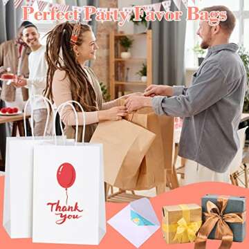 SHOPDAY 45Pcs White Paper Bags with Handles, Assorted Sizes Gift Bags Bulk Kraft Paper Bags 5x3x8 & 8x4x10.5 & 10x5x13 15Pcs Each Recyclable Bags for Handwork, Shopping Bags for Small Business, Goody