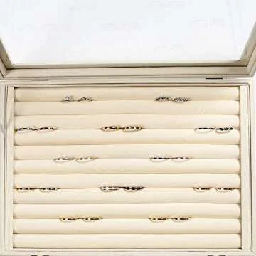Elegant Jewelry Organizer Tray with Clear Lid and 10 Slots